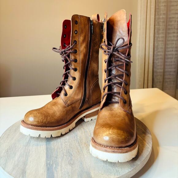 BED | STU Posh Olive Driftwood Lace Up Leather Boots Women's Combat Style 9.5 - Picture 5 of 15